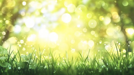 Obraz premium Bright and Luminous Nature Background with Green Grass
