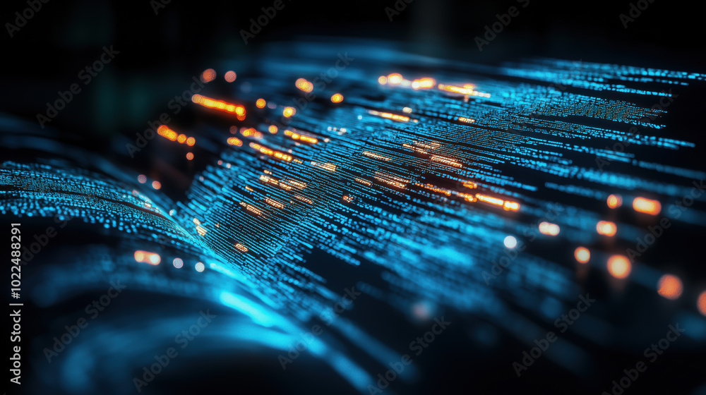 Poster digital data streams create mesmerizing visual effect, showcasing technologys power