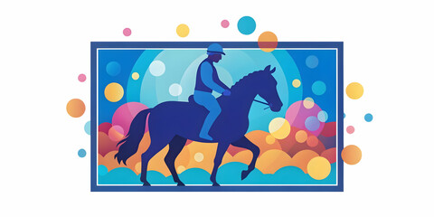 Bokeh Lights Framing a Person Riding a Horse: A Soothing Soft-Focused Image Highlighting Equine Therapy Benefits and Natural Harmony