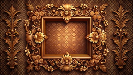 Vintage Floral Square Frame with Ornate Brown Design on Elegant Background for Invitations and Decor