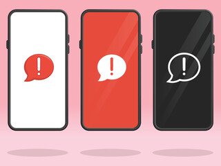 Smartphone Chat Exclamation Mark Bubbles on Screen