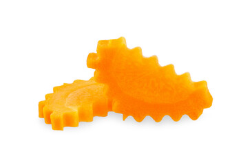 Sliced carrot vegetable isolated on white background.