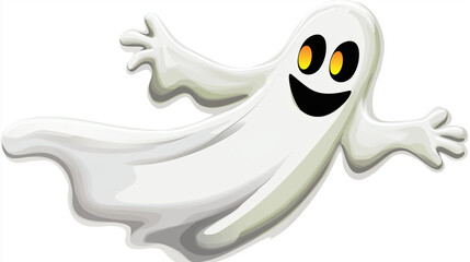 HALLOWEEN GHOST creative banner,minimalistic flat vector illustration,plain background