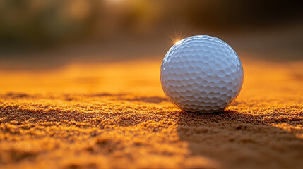 golf ball nestled in fine sand, capturing the essence of patience and focus in the game. The empty space invites reflection, symbolizing both challenge and opportunity in golf