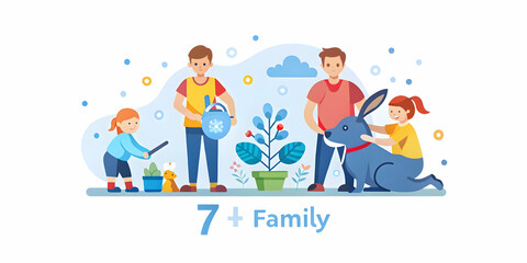 Family Bonding: Planting a Garden Together with a Pet Rabbit - Capturing Nature's Connection in Candid Photography