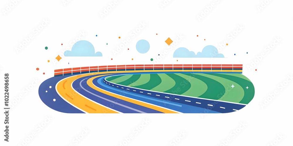 Aufkleber dynamic shot of empty glossy racetrack with motion blur effect for speed and excitement, ample copy 