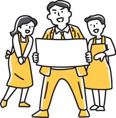 笑顔で案内する男女