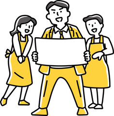 笑顔で案内する男女