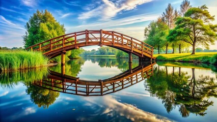 Wooden Bridge Silhouette Over Water - Detailed Illustration for Nature and Landscape Photography