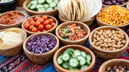 Fresh Ingredients for Colorful Tacos and Salads