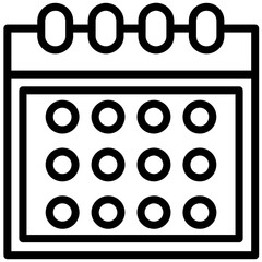 Calendar Icon, Black And White Outline Icon Symbol.