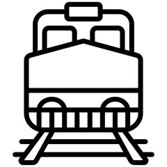 Train Icon, Black And White Outline Icon Symbol.