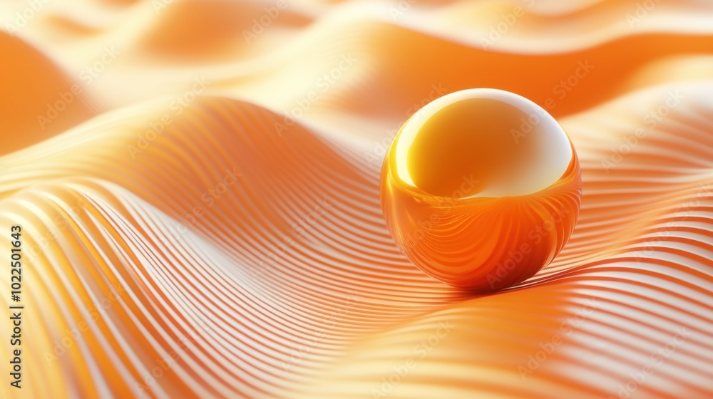 Poster dynamic orange sphere rolling in futuristic space | abstract 3d render with symmetry and movement
