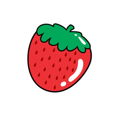 Strawberry Fruit Vector Icon. suitable for children's learning