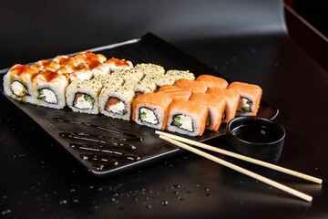 rolls on a black background