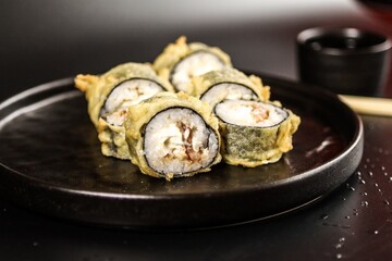 rolls on a black background