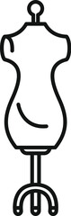 Sewing mannequin stand for dressmaking presenting new fashion collection in simple line icon style