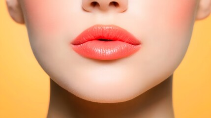 Fototapeta premium Close-Up of a Person's Lips on Vibrant Background
