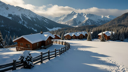 Fototapeta premium House in the mountains in winter