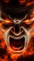 Vivid Illustration of an Intense Angry Face