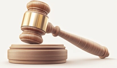 Simple vector graphic of an open wooden gavel on a white background