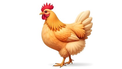 Fototapeta premium Golden Brown Hen Illustration – Farm Chicken Isolated on White Background