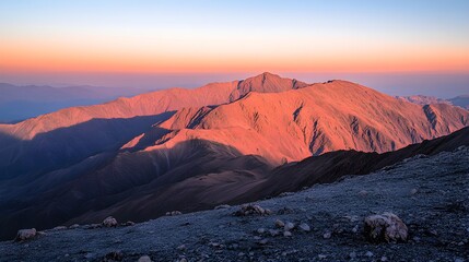 Majestic Mountain Range in Vibrant Sunset Hues