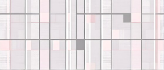 minimalist geometric pattern of interlocking circles and squares, arranged symmetrically in a soothing, neutral palette of pale greys and subtle blush tones