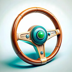 Glossy Steering Wheel Close Up on Plain Background - Showcase Excitement of Car Driving with Ample Copy Space for Advertising