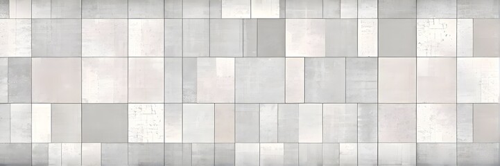 minimalist geometric pattern of interlocking circles and squares, arranged symmetrically in a soothing, neutral palette of pale greys and subtle blush tones