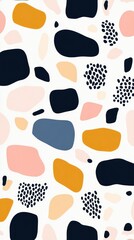 Abstract pattern featuring colorful organic shapes on a light background.