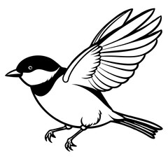 black-capped-chickadee-jumping vector illustration of a bird