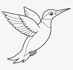 Art & Illustration woodpecker-bird flying line art