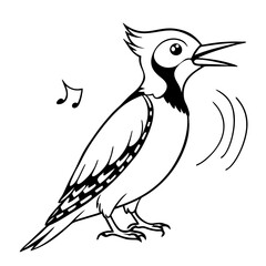 woodpecker-bird-roar line art