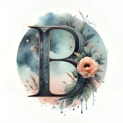 monogram water colour image to depict 'B'