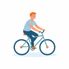 Fototapeta premium Young man cycling his bike, active lifestyle concept vector Illustrations isolated on a white background.