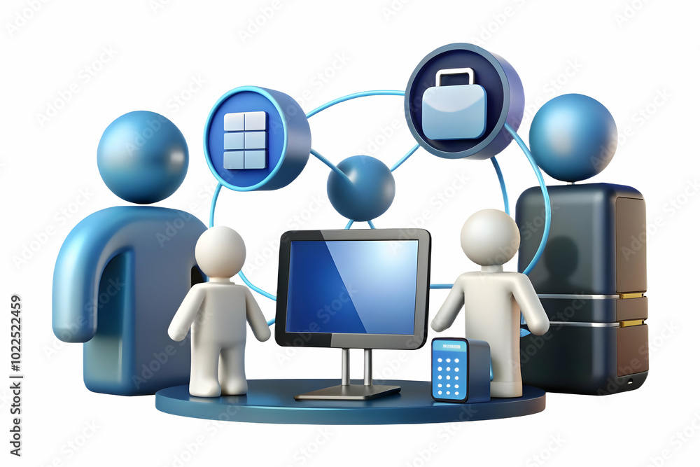 Aufkleber silhouette of family sharing digital devices over abstract network background - symbolizing intercon