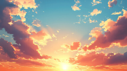 Fototapeta premium Sunset sky with clouds background.