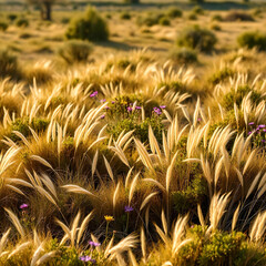 Desert Grassland meadow with plant variety 