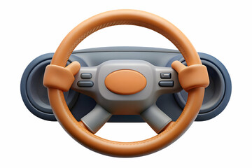 Exciting Car Dashboard View with Hands on Steering Wheel Against Plain Background - Perfect for Advertising and Photo Stock Concepts