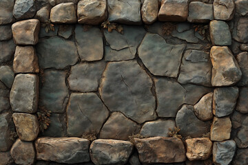 Fototapeta premium A game menu interface featuring pebble stone frame elements. designed with smooth, rounded stones of varying sizes and shades, giving it a natural, earthy look