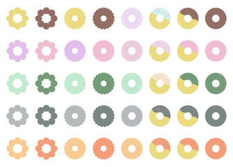 カラフルなドーナツのイラストセット