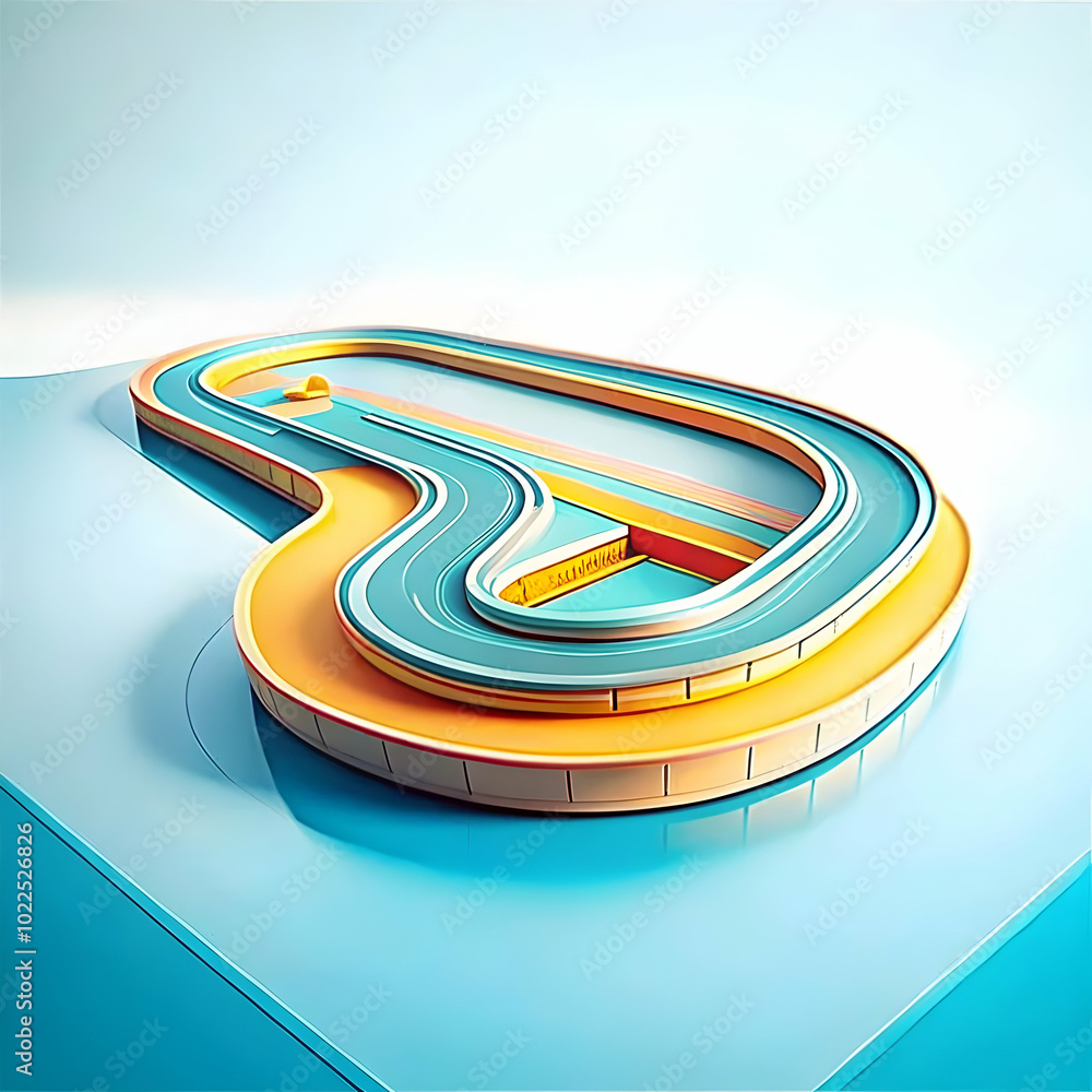 Poster dynamic shot of an empty glossy racetrack with motion blur effect creating speed and excitement - am