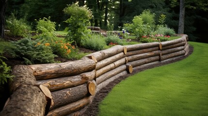 Fototapeta premium timber landscaping retaining wall
