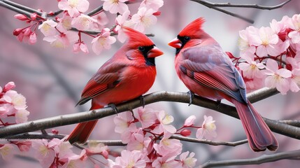 red cardinal in cherry tree