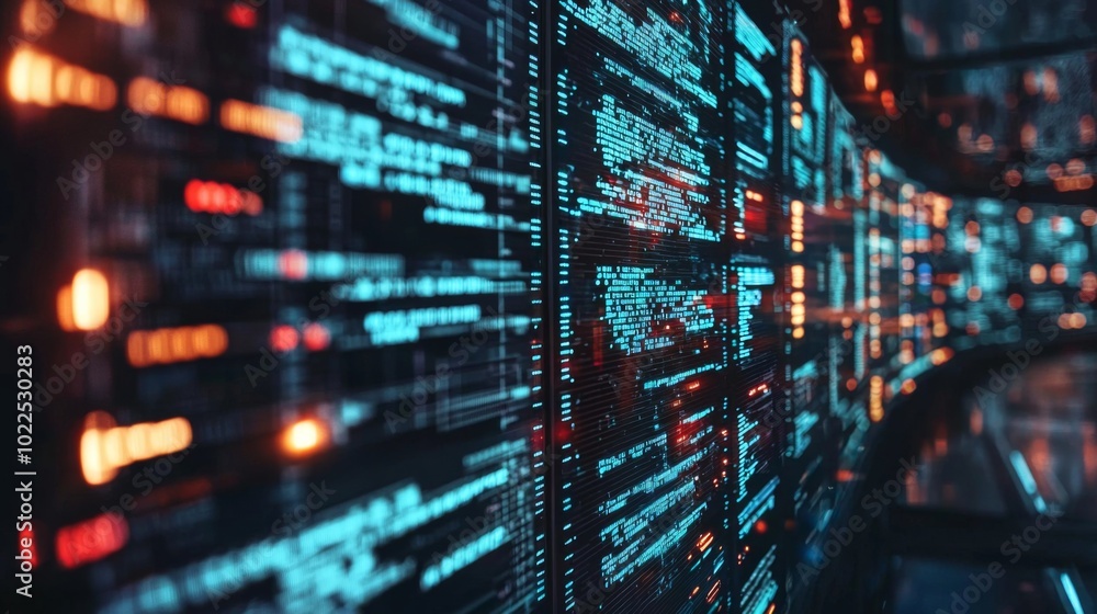 Poster cybersecurity threat detection software scanning for malware and phishing attacks