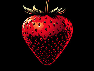 Fototapeta premium Fresh Organic Strawberries Close Up on Black Background Culinary Delight