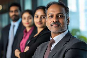 corporate people group standing confidently