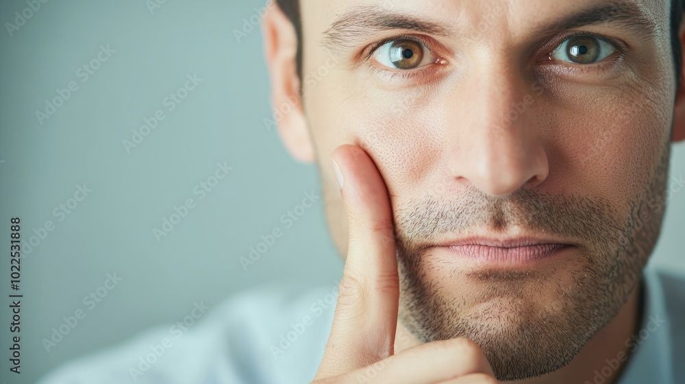 Poster articulate expression illustrated through a close-up of a person thoughtfully explaining an idea wit