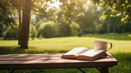 Fototapeta premium nature book and coffee